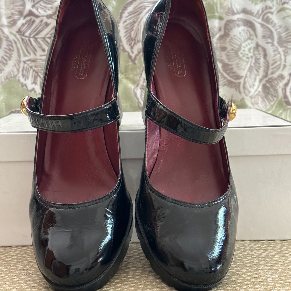 Coach Black Patent Leather Platform Shoes